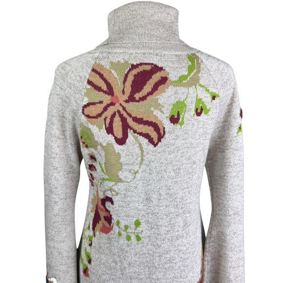 Anthropologie Knitted & Knot Embroidered Petals Turtleneck Swing Sweater Dress - Picture 8 of 15